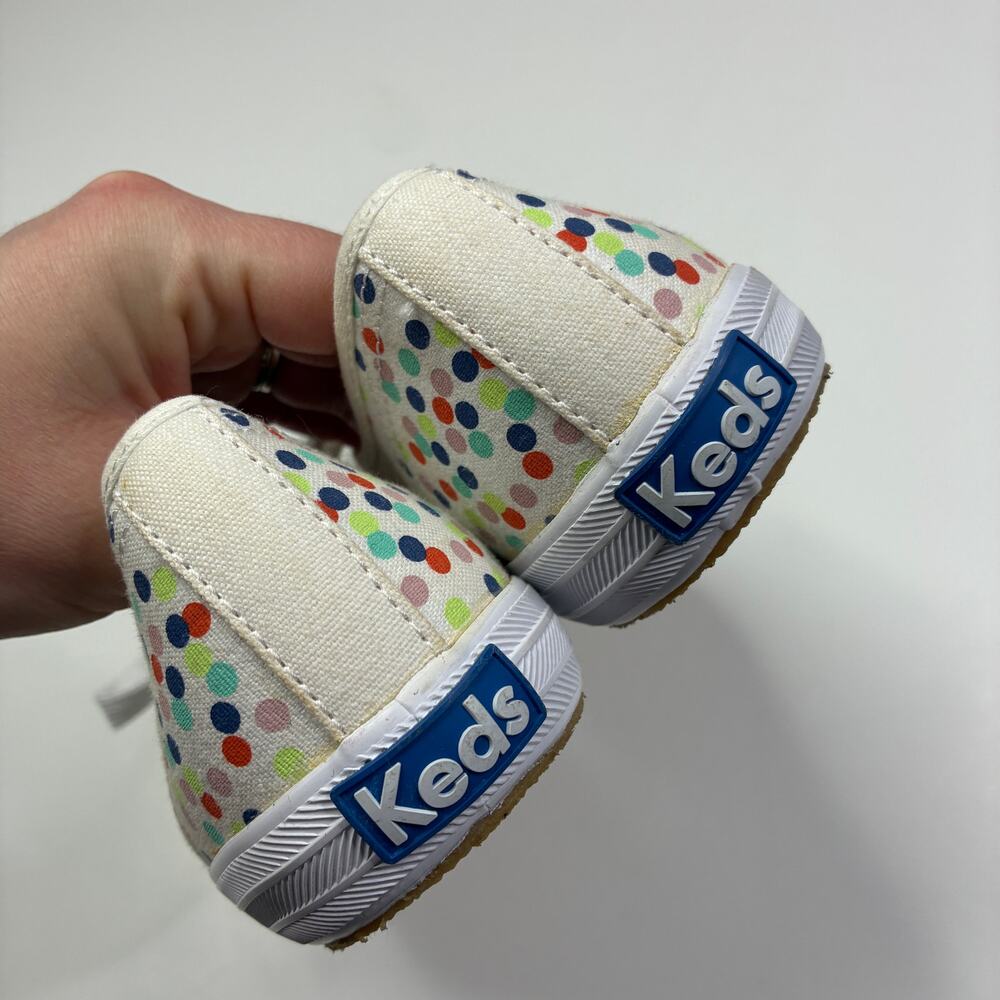 Keds White Confetti Dot Sneakers Low Top Lace Up Canvas Womens 8 - Picture 4 of 6